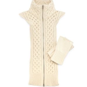 $398 RARE Veronica Beard Upstate Wool Knit dickey jacket insert and & cuffs set